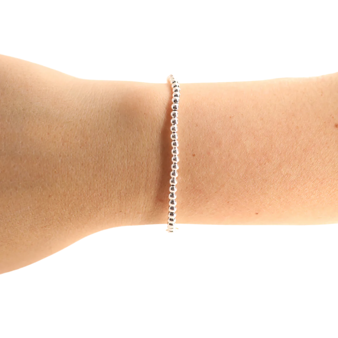 3MM Silver Beaded Bracelet