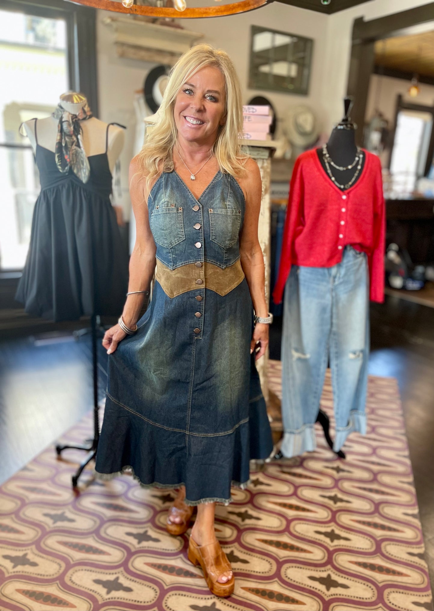 Dolly Denim Halter Dress