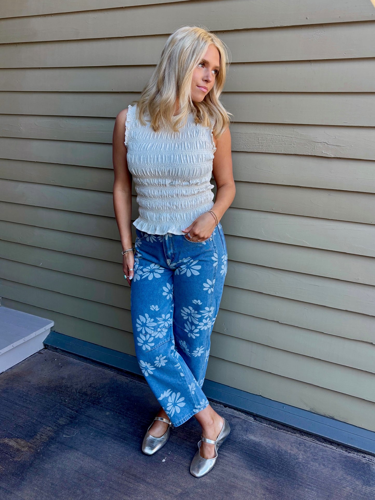 Floral Denim Jeans