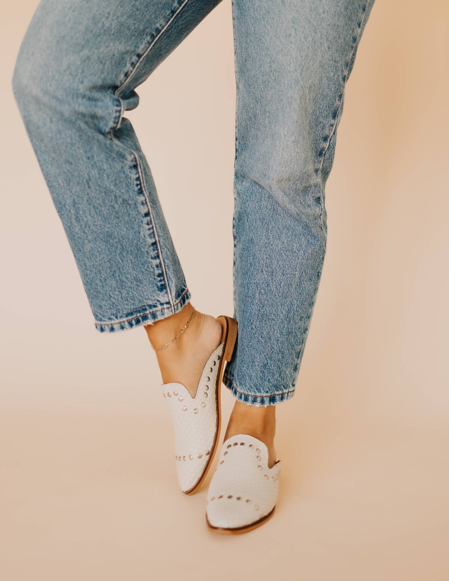 Adaire Faux White Stud Mule