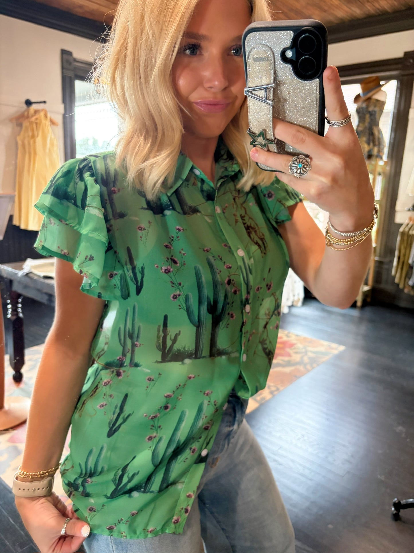 Desert Blossom Flutter Top