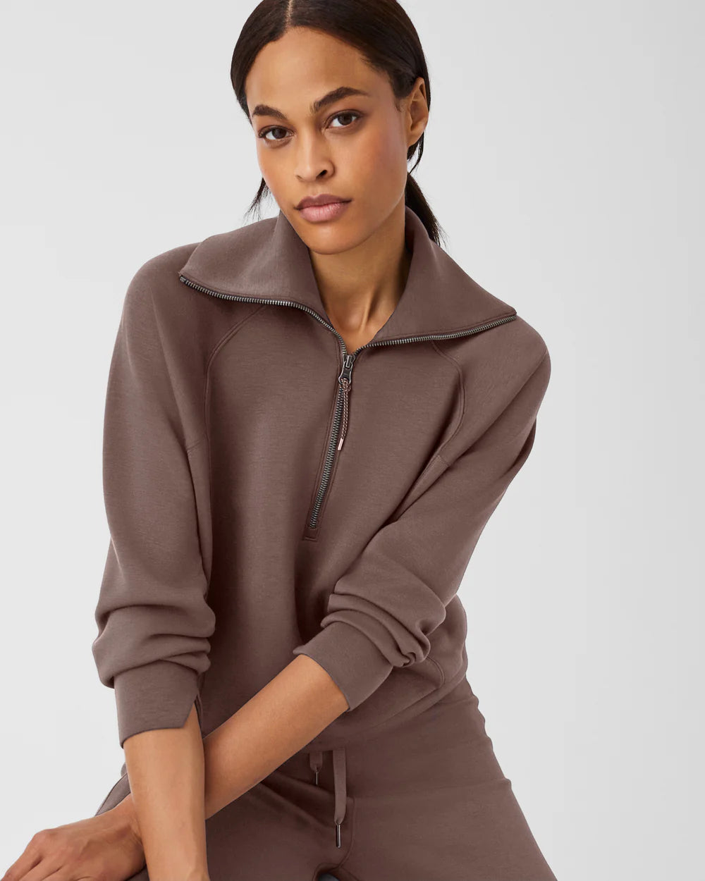 SPANX AirEssentials Half Zip in Smoke