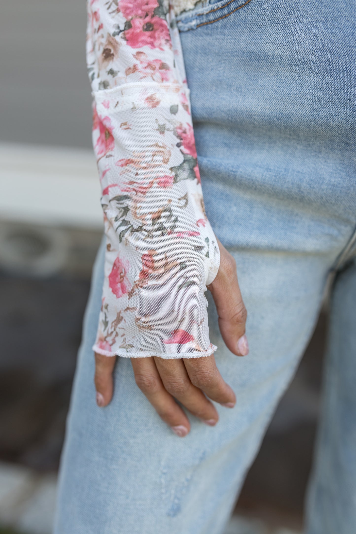 Bright Spring Floral Mesh Top
