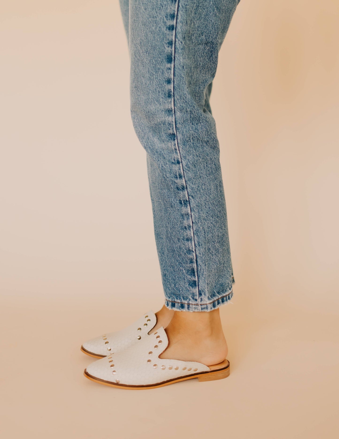 Adaire Faux White Stud Mule