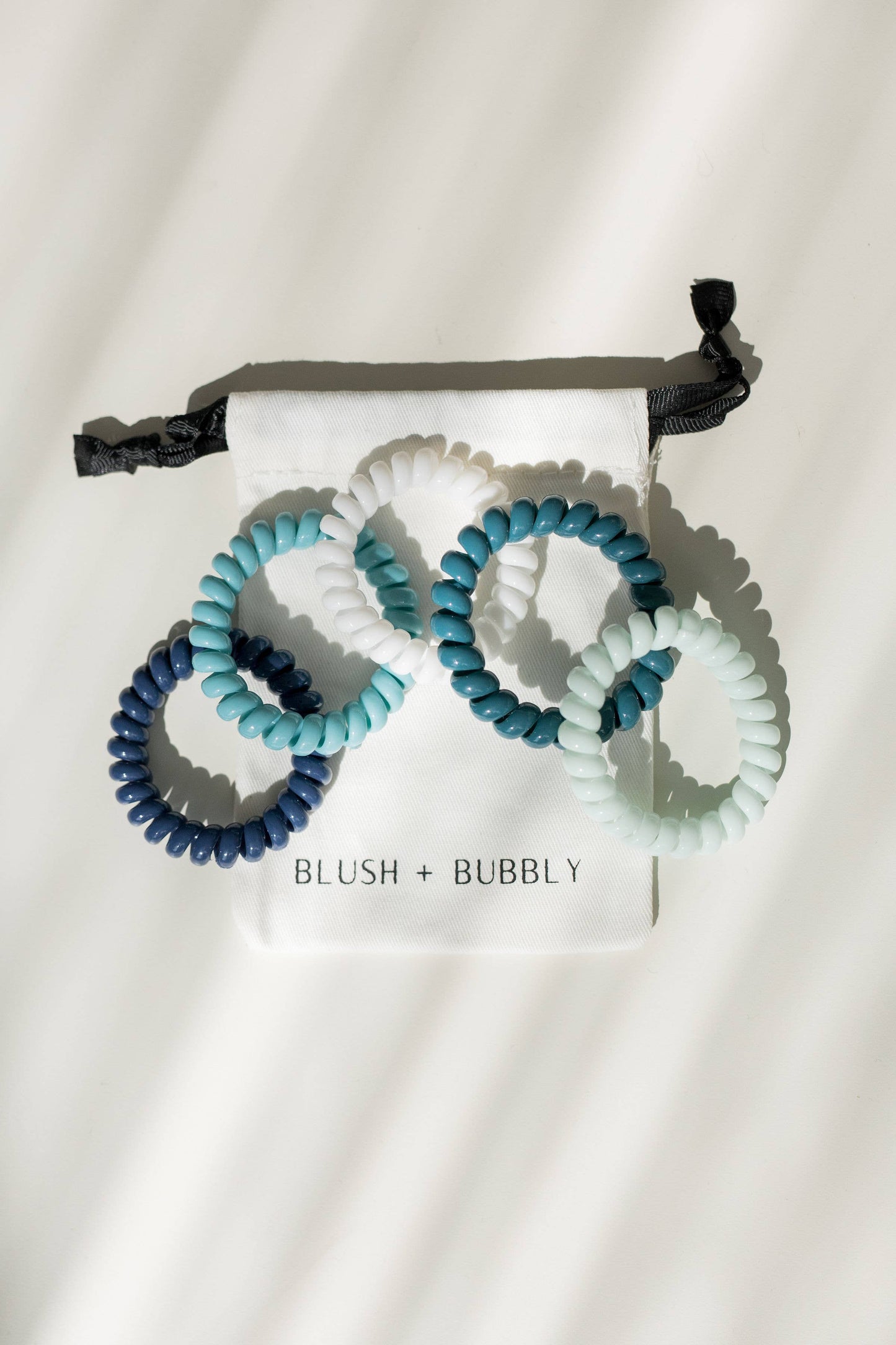 Coil Hair Tie Set of 5, Gloss Hair Coils, Shades of Blue