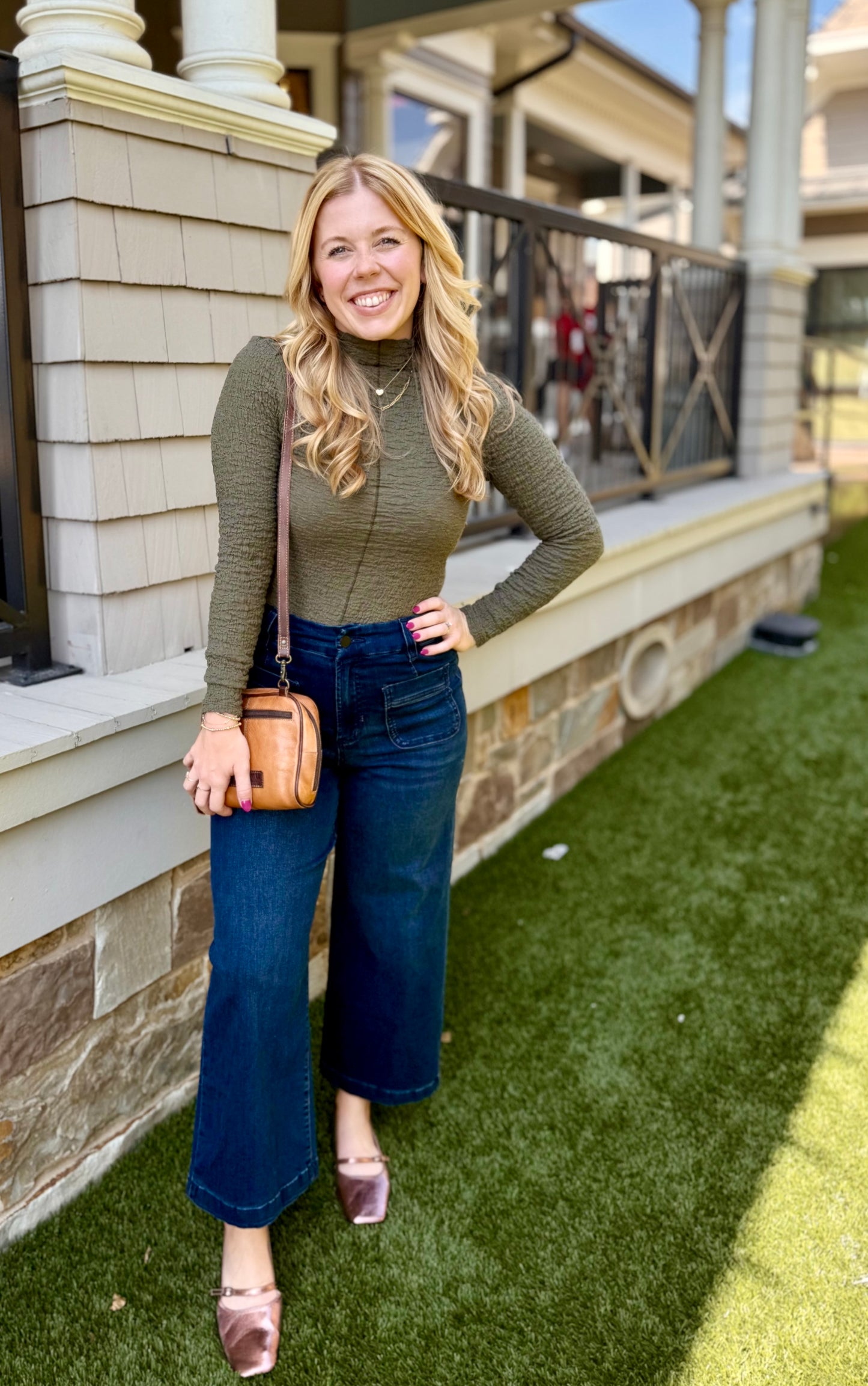 Olive Meshlike Top