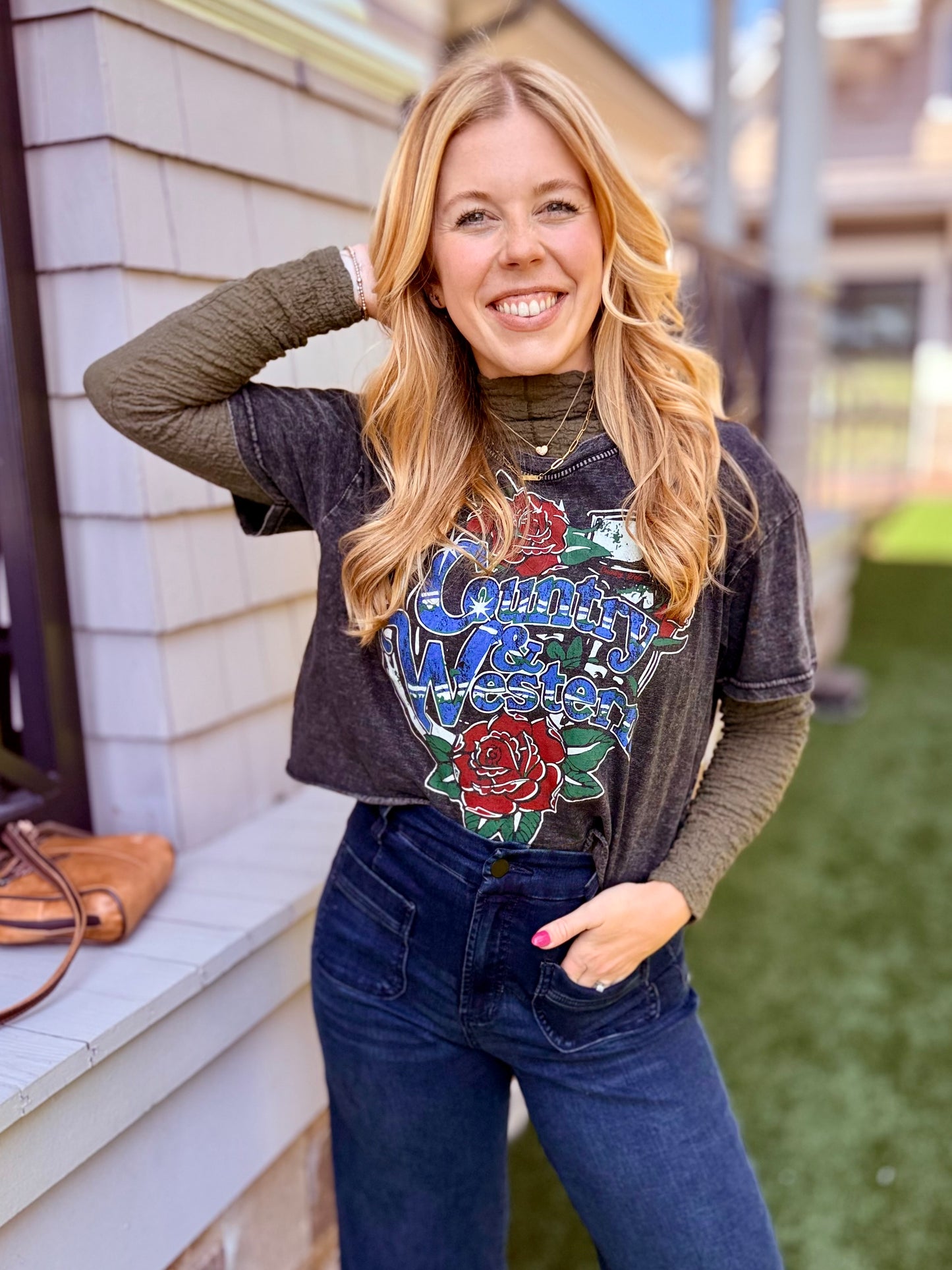 Olive Meshlike Top