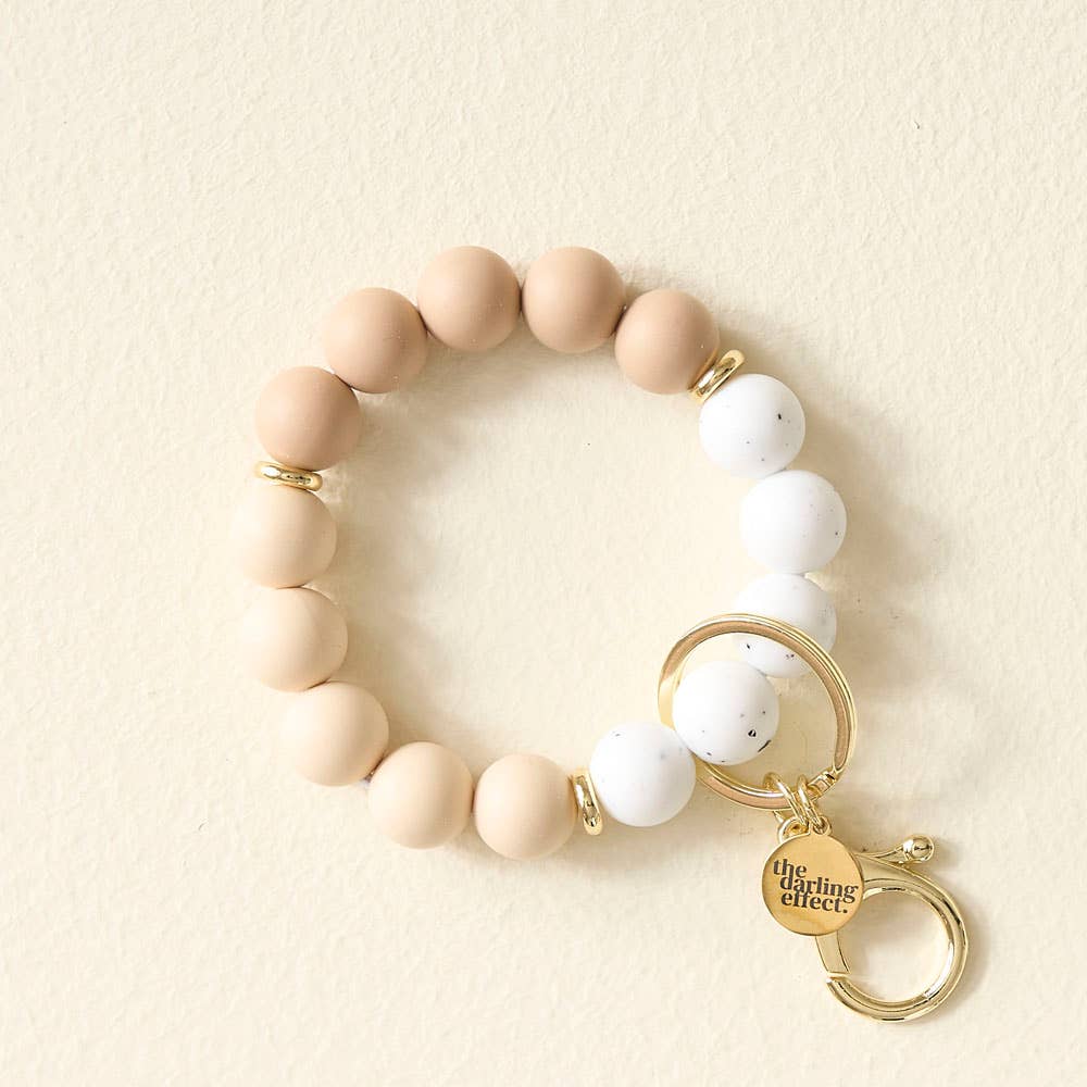 Silicone Beaded Keychain Wristlet - Oatmilk