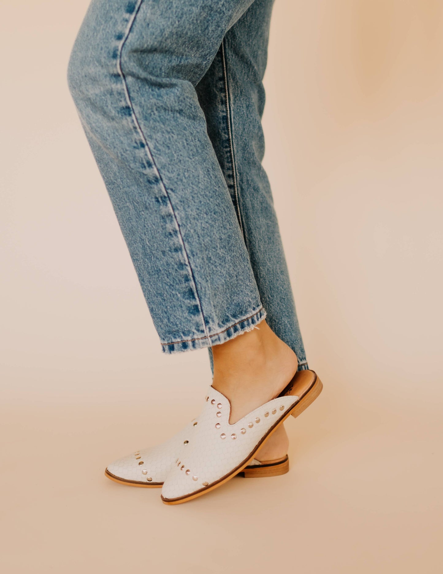 Adaire Faux White Stud Mule