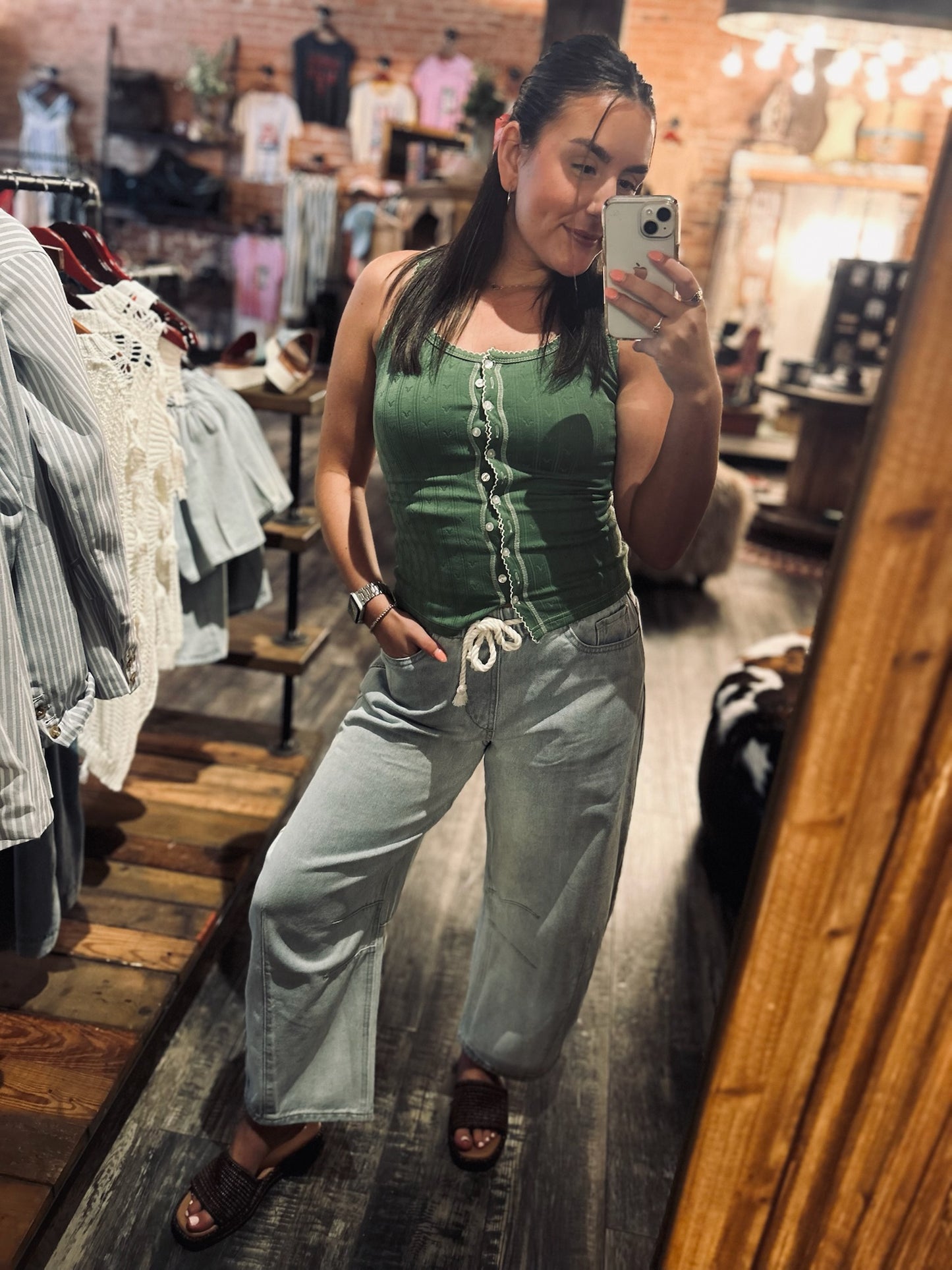 Drawstring Barrel Jeans