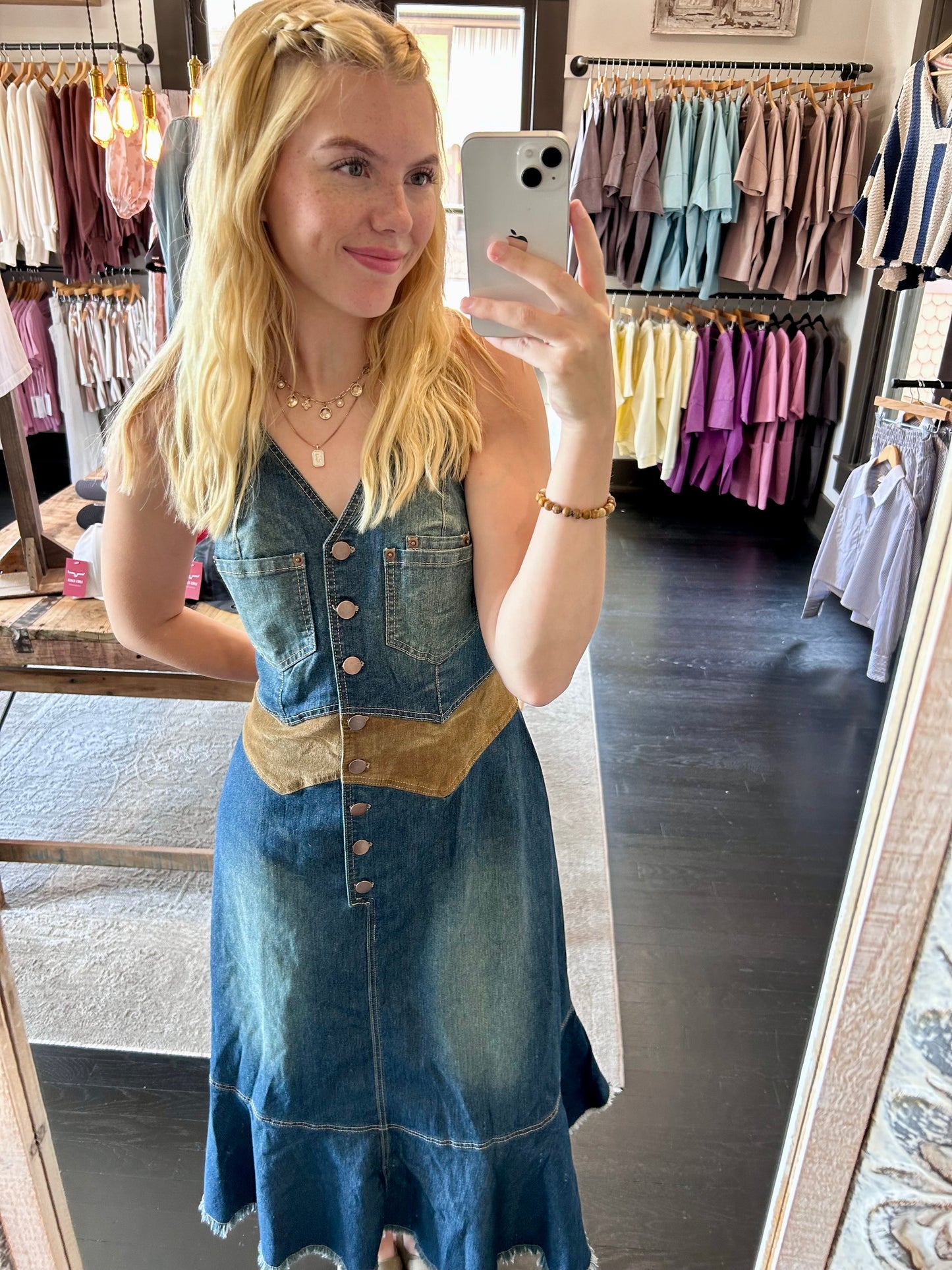 Dolly Denim Halter Dress