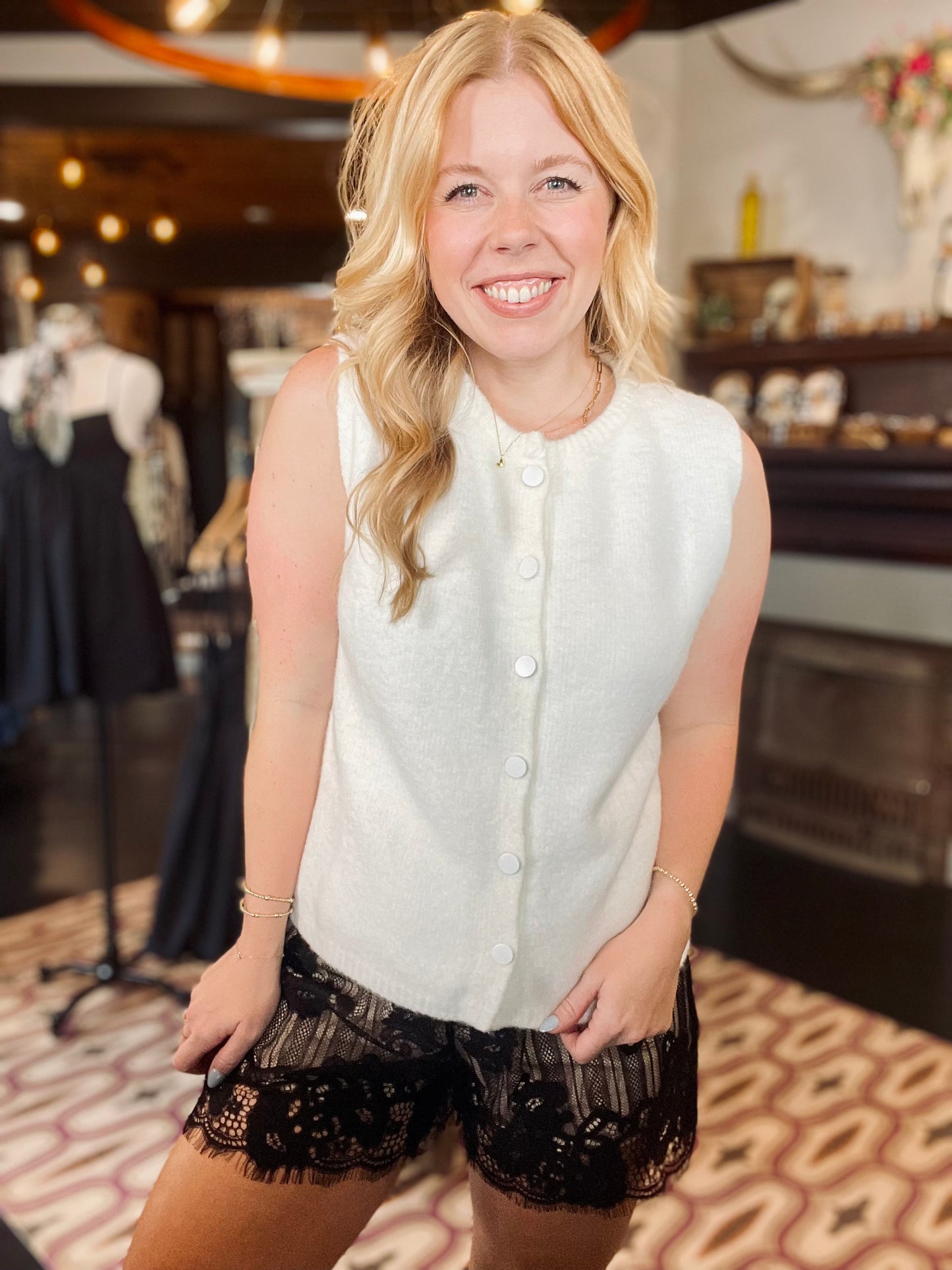 Karlie Sleeveless Buttoned Sweater