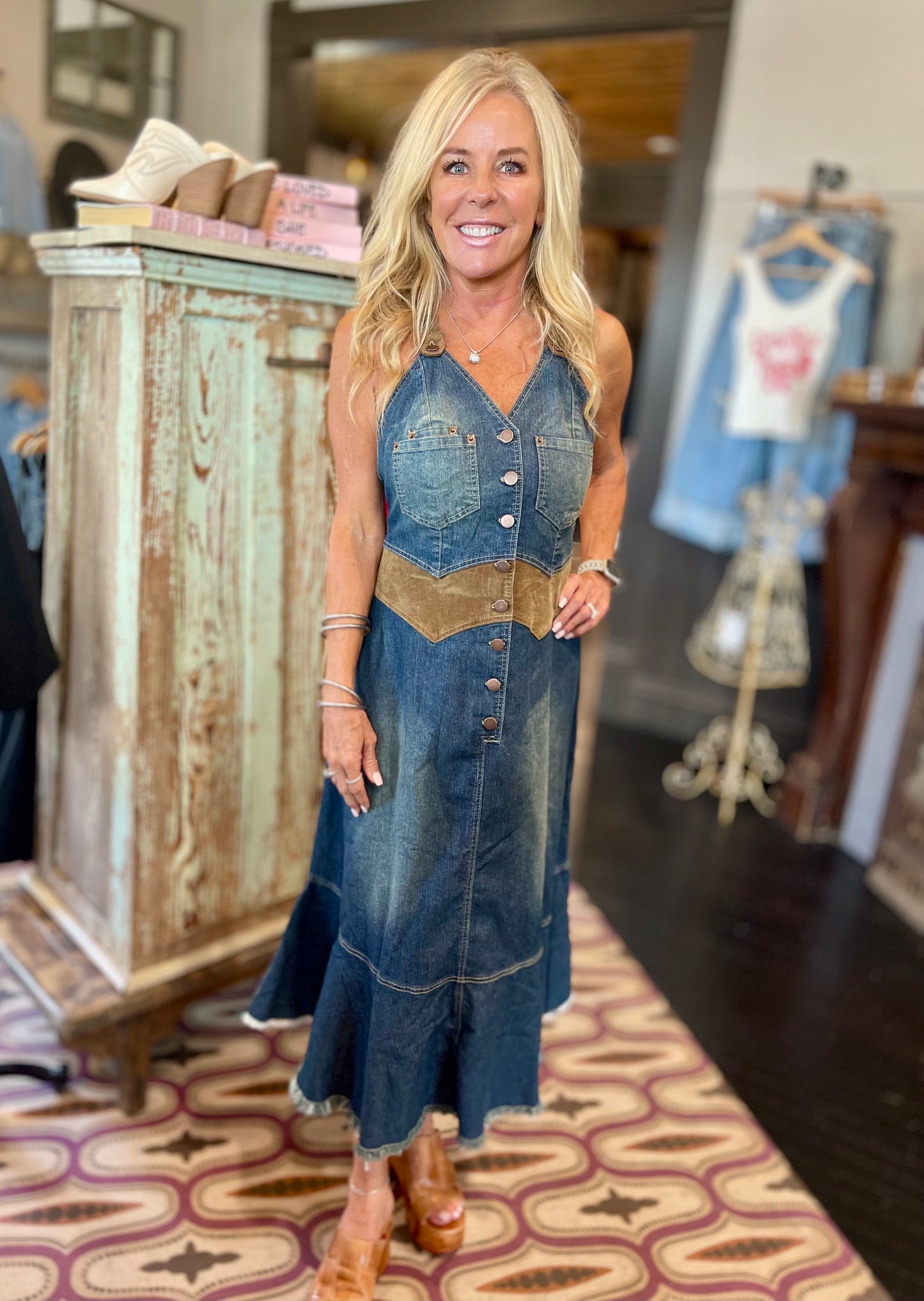 Dolly Denim Halter Dress