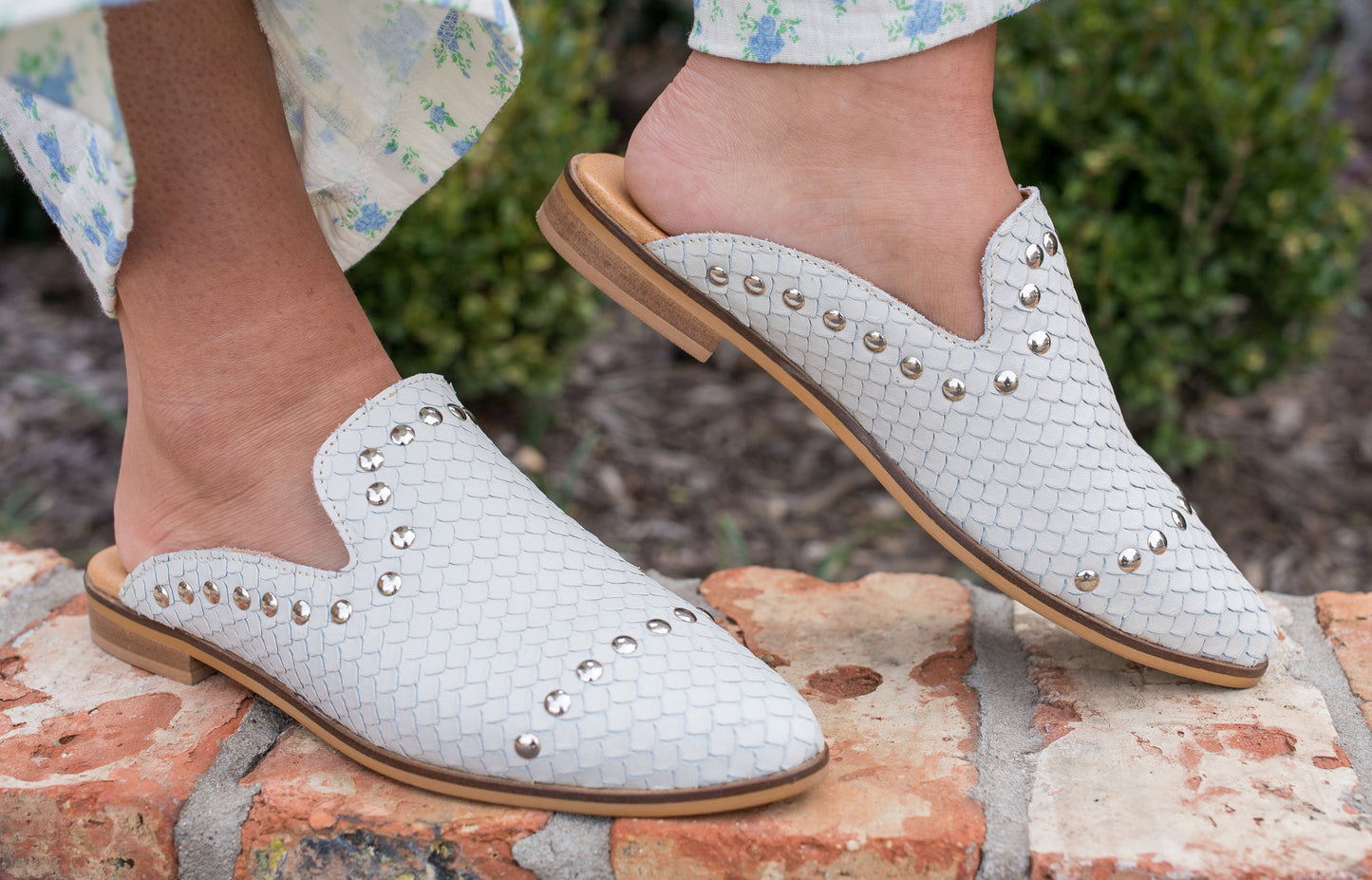 Adaire Faux White Stud Mule