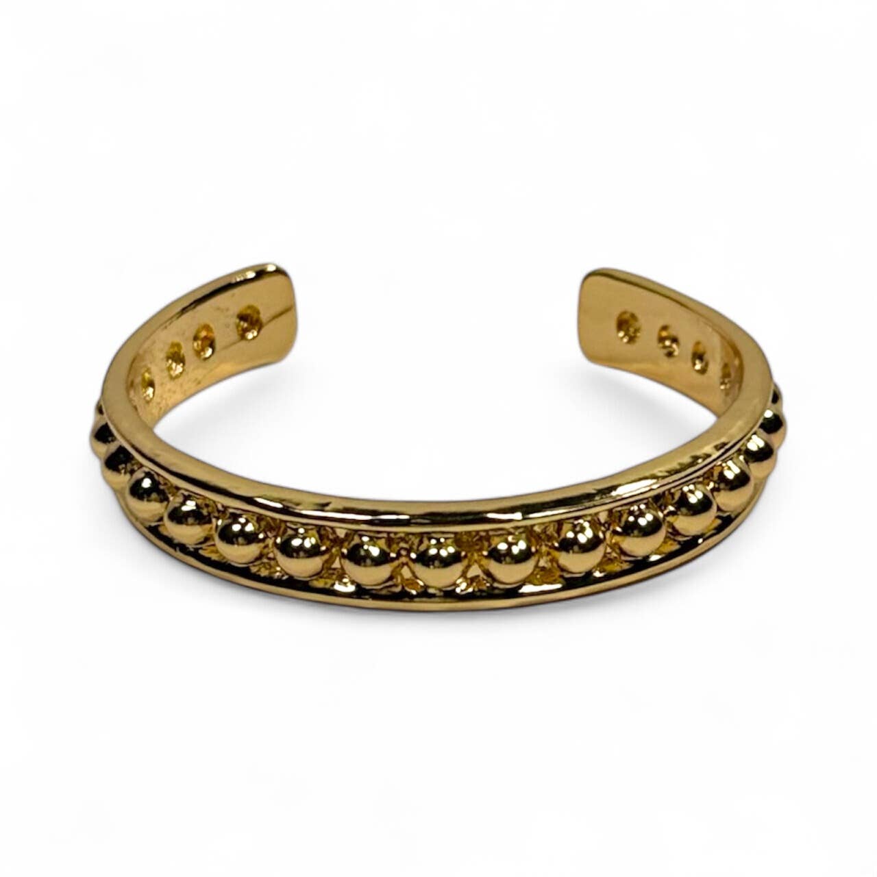 18K Gold Platted Thick Burnished Dotted Bangle
