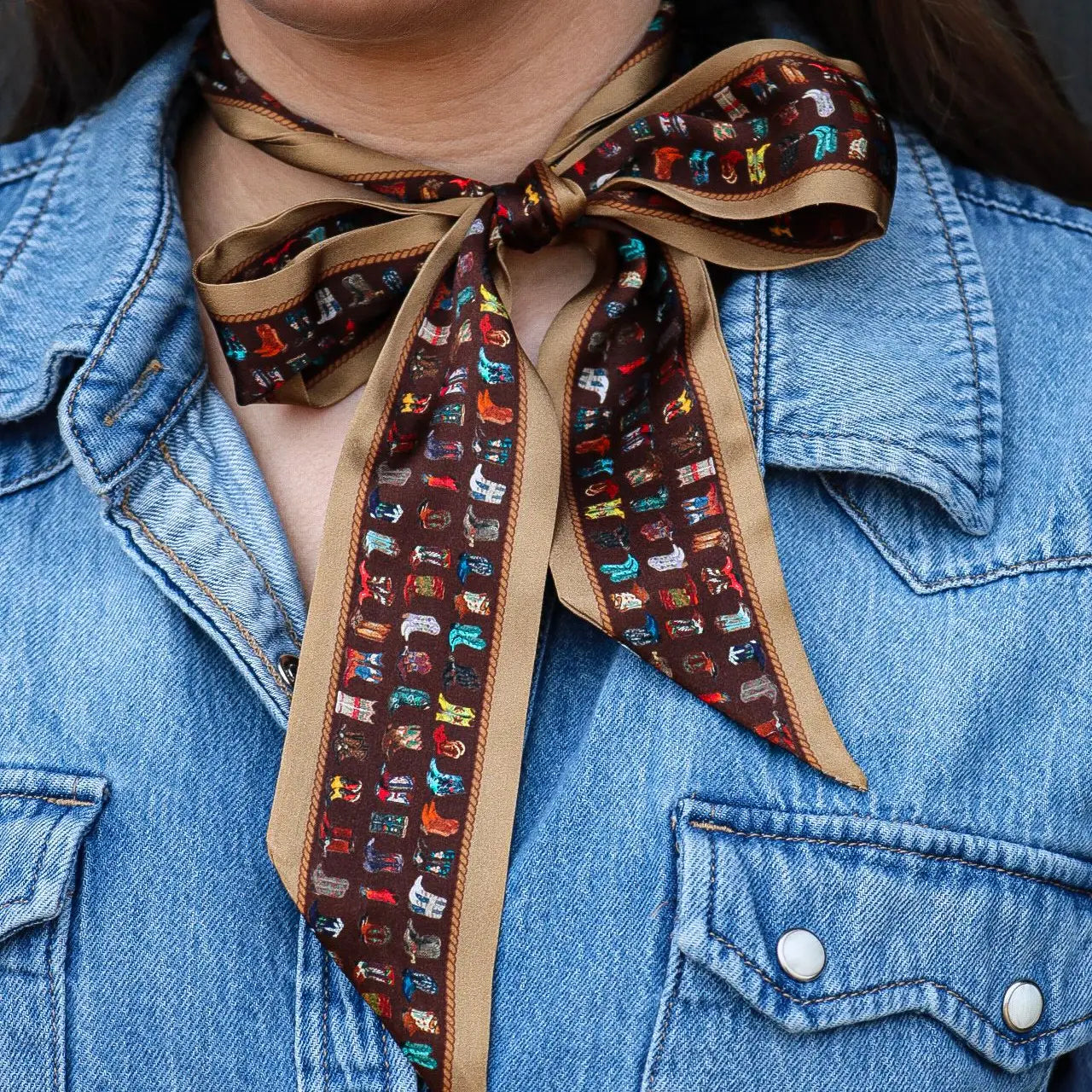 Brown Silk Twilly Scarf
