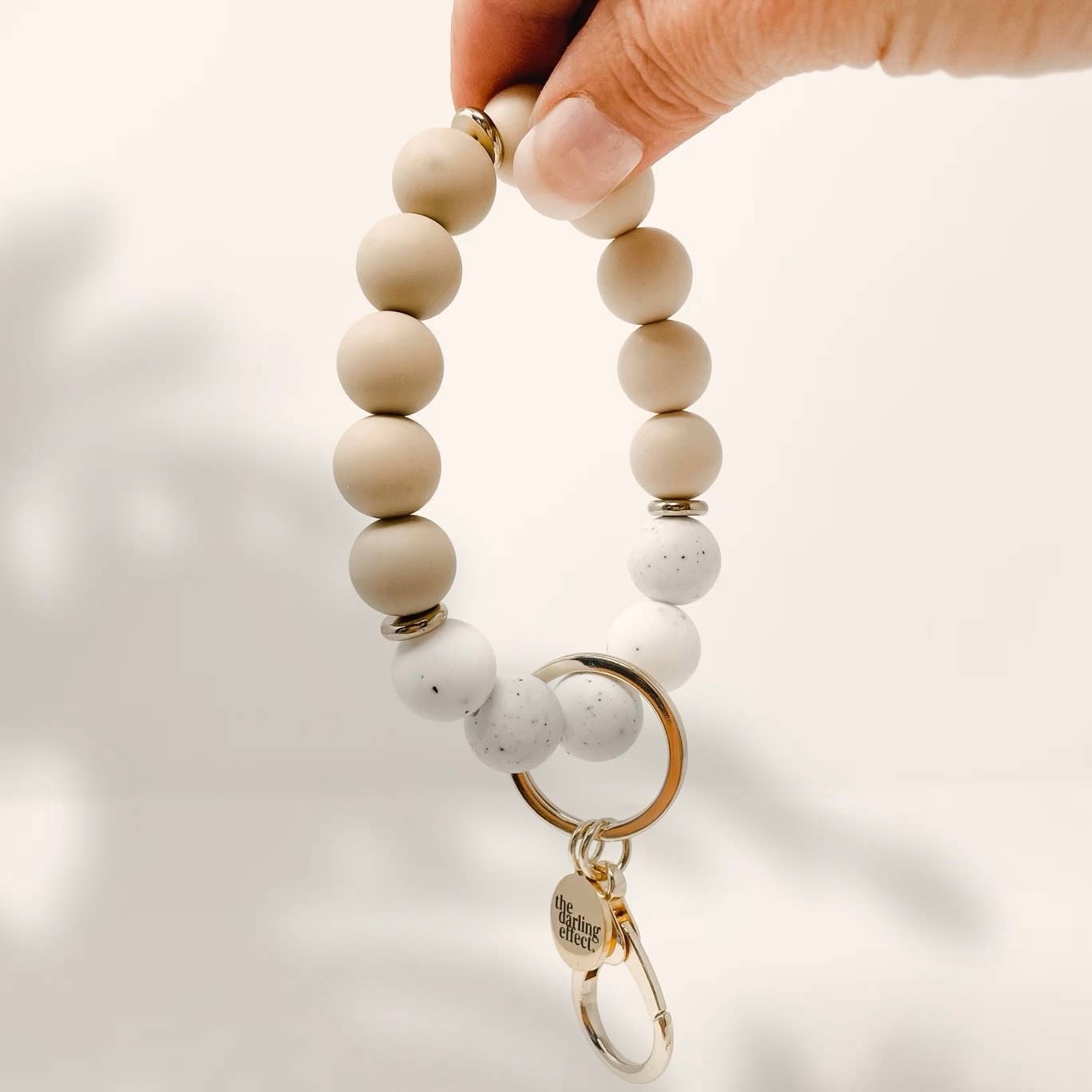 Silicone Beaded Keychain Wristlet - Oatmilk