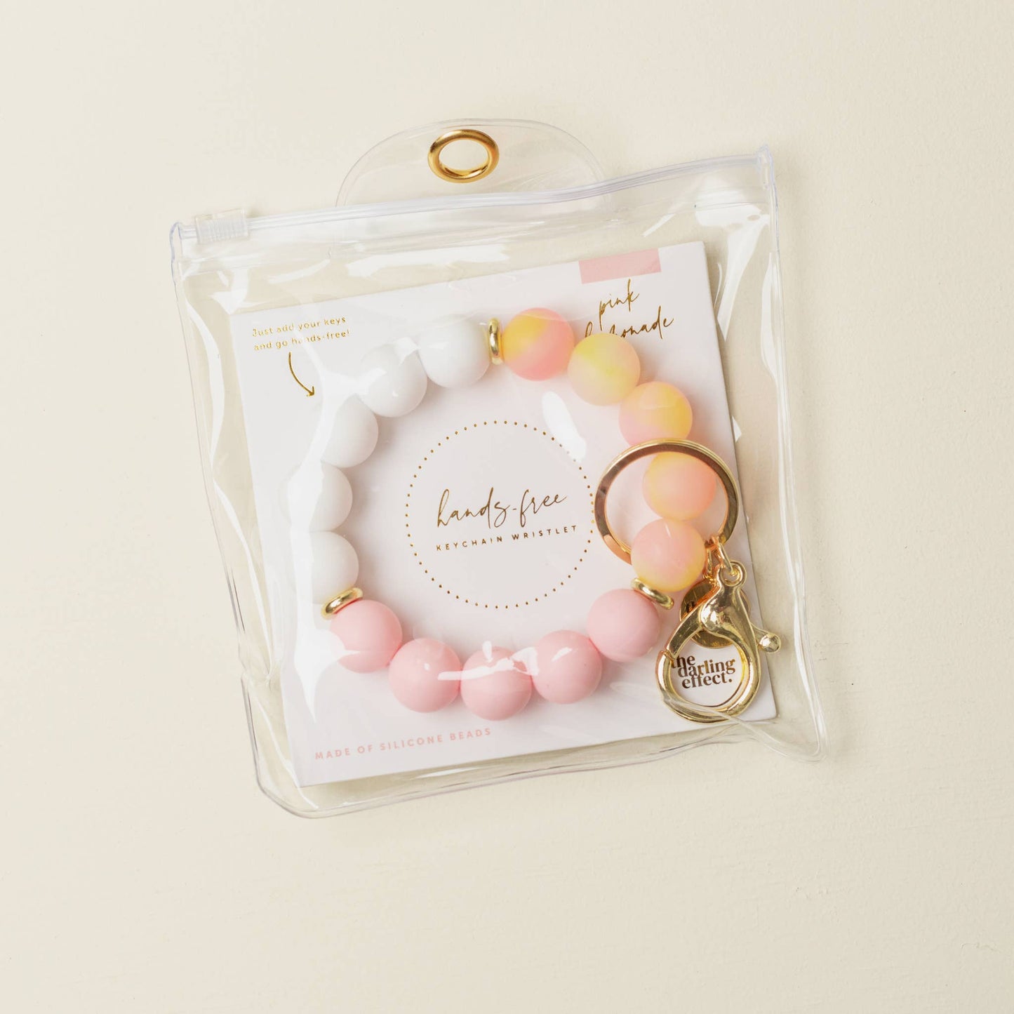 Hands-Free Keychain Wristlet-Pink Lemonade