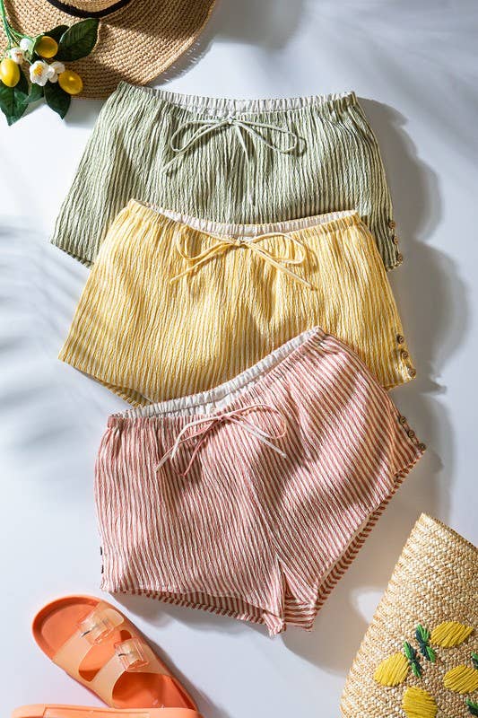 Crinkle Stripe Shorts