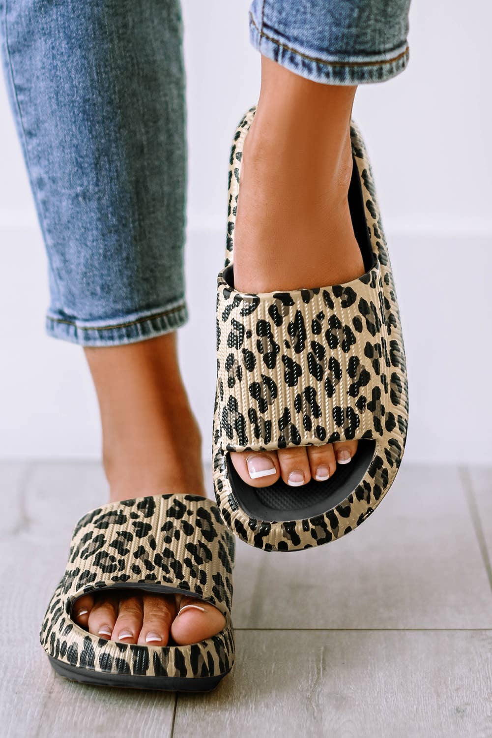 Leopard Print Thick Sole Slip Ons