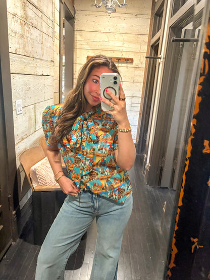 Howdy Hanny Yeehaw Tie Top