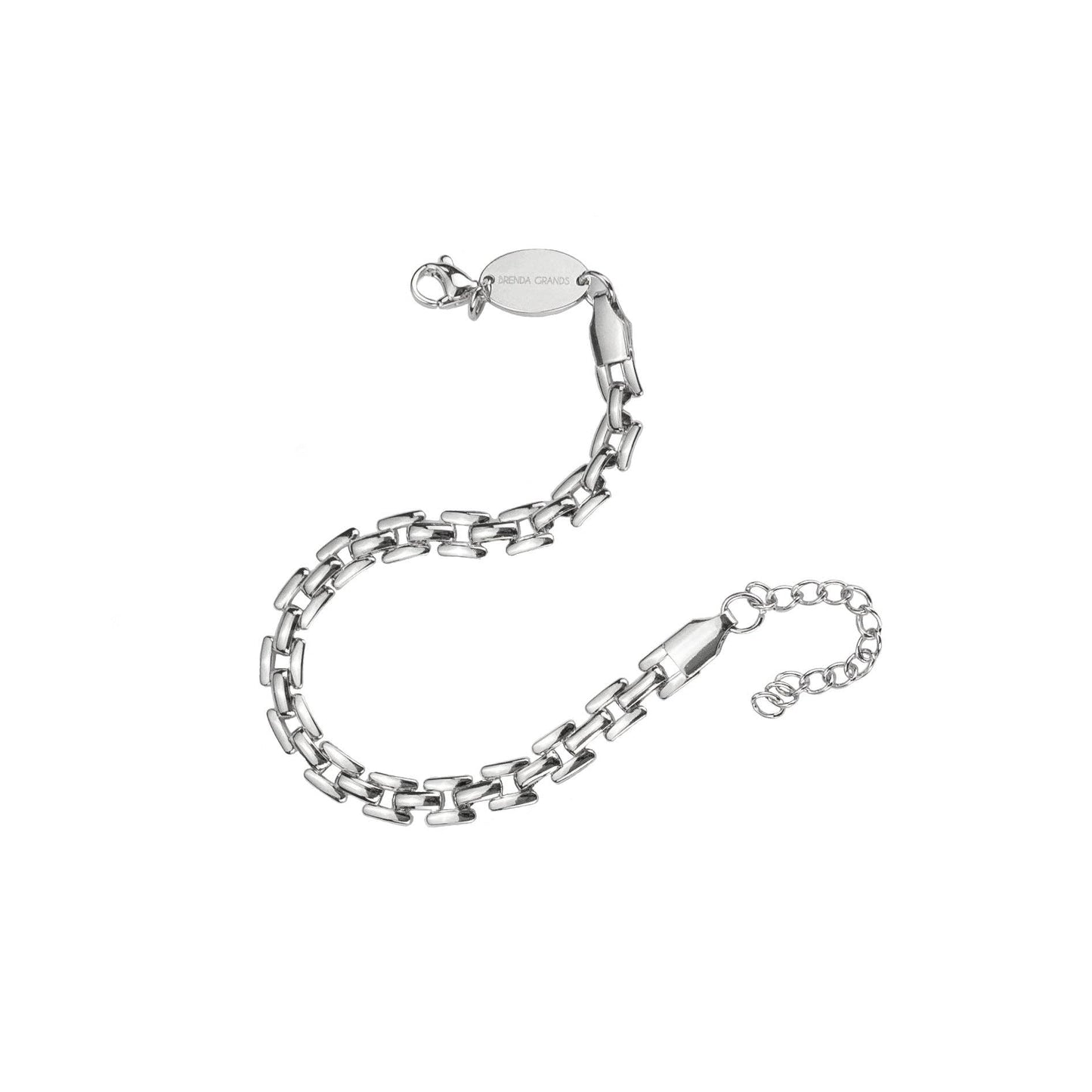 Waterproof Silver Squared Chain Bracelet