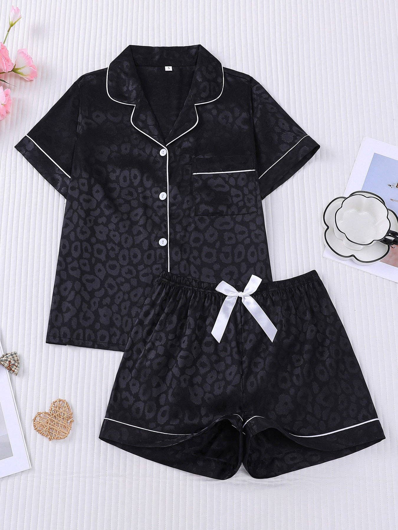 Leopard Print Silky Pajama Set