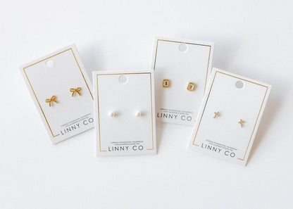 Screwback Stud Earrings - Clara Cross Gold Sparkle