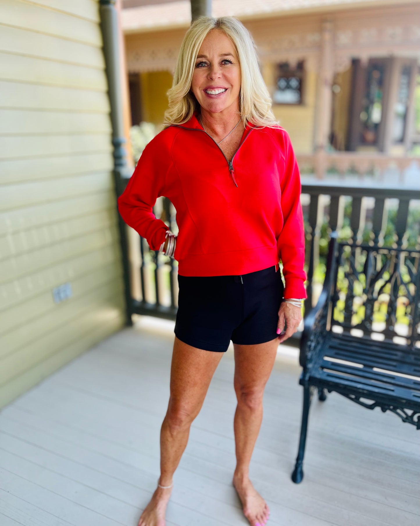 SPANX AirEssentials Half Zip in Spanx Red