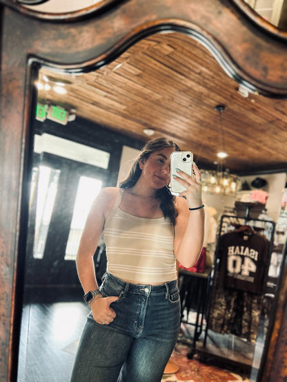 Khaki Stripe Crop Tank