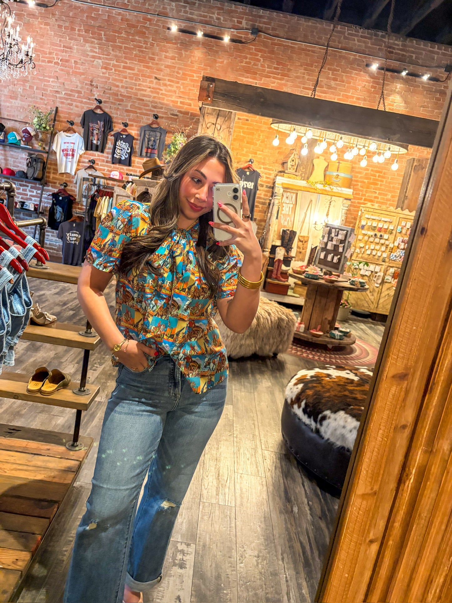 Howdy Hanny Yeehaw Tie Top