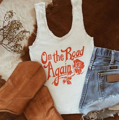 On The Road Again Vintage Lace Tank