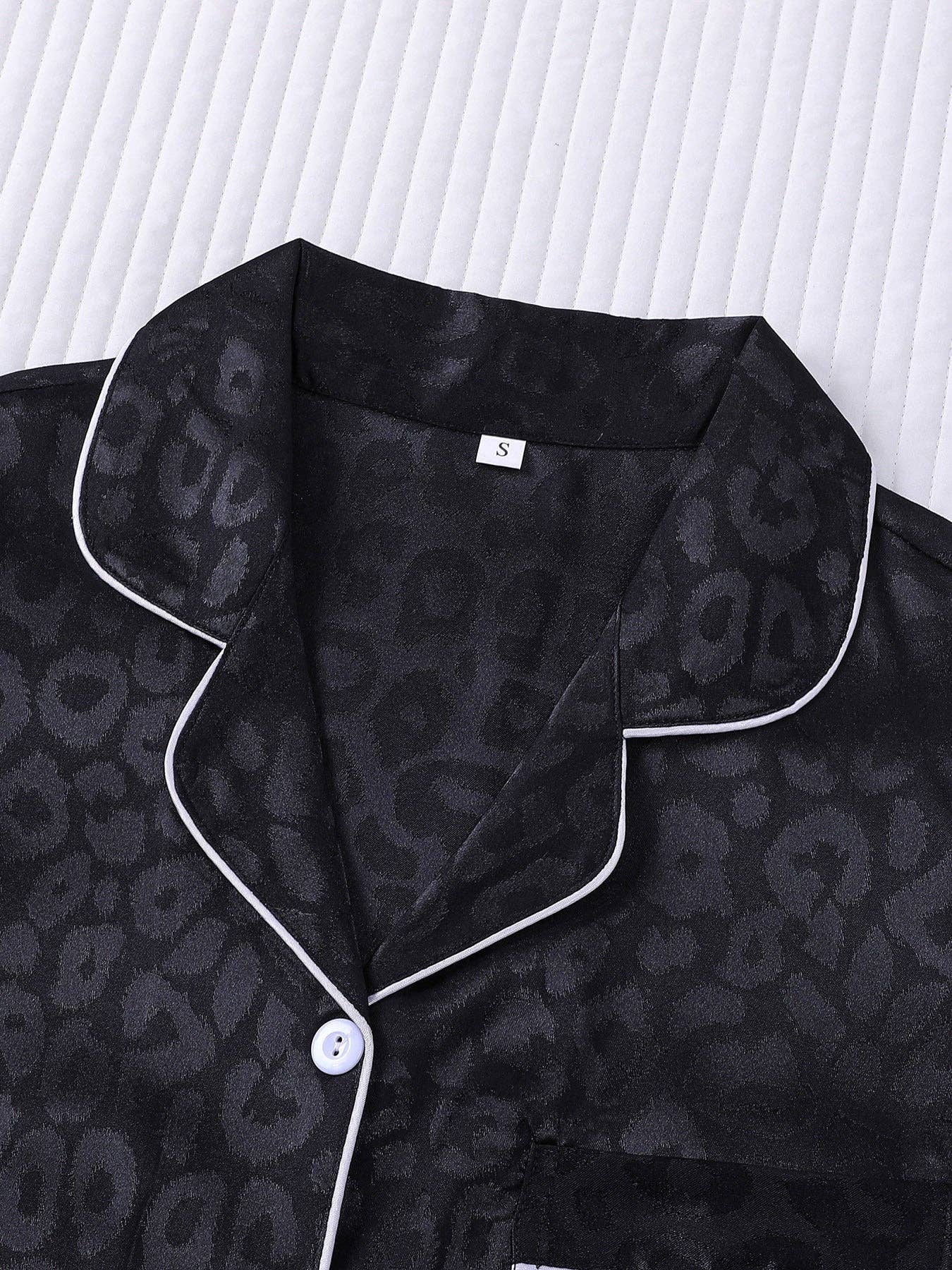 Leopard Print Silky Pajama Set
