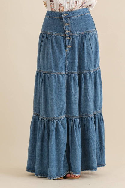 Top Tier Denim Maxi Skirt