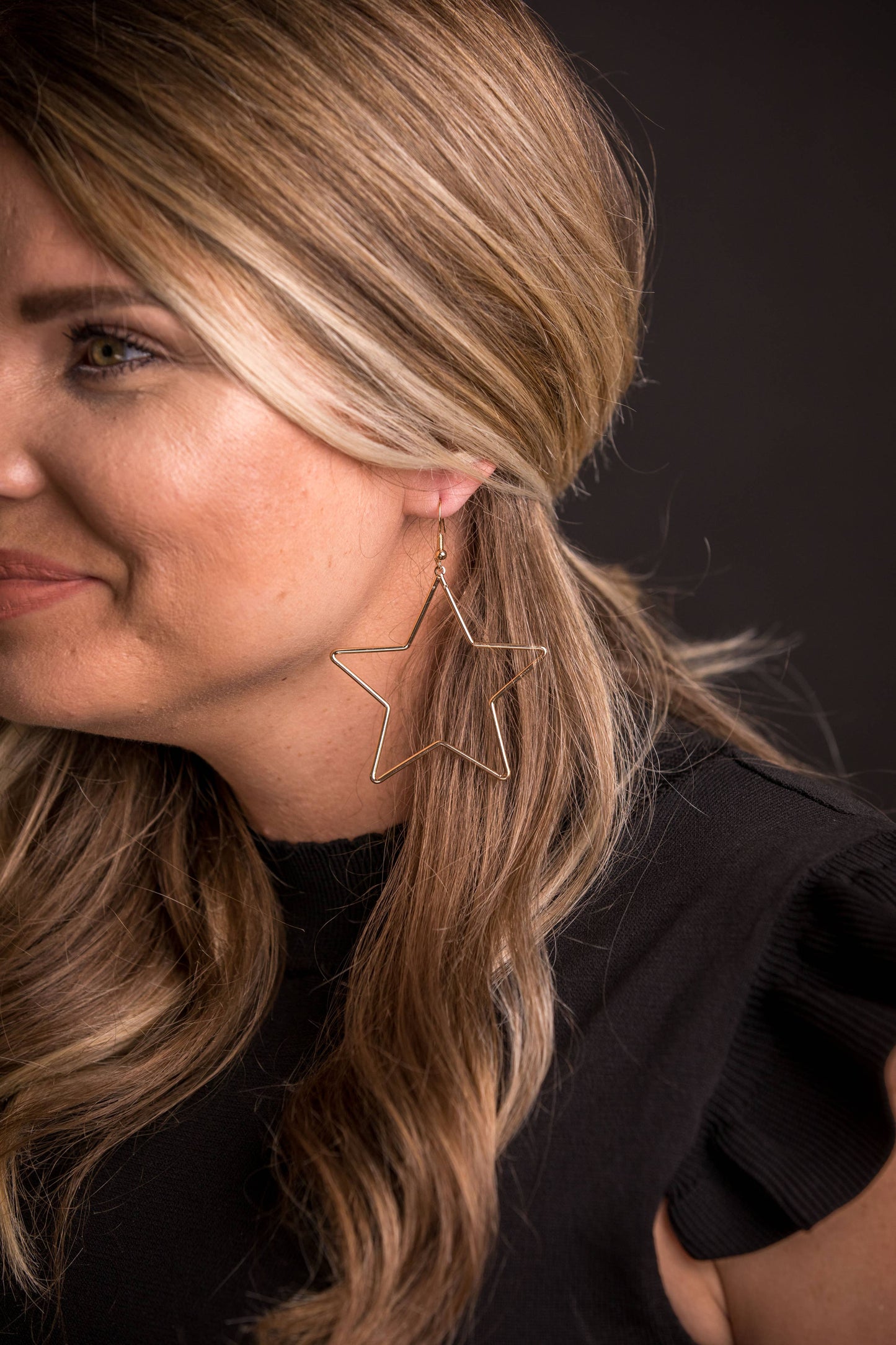 3" Gold Star Earrings on Fishhook