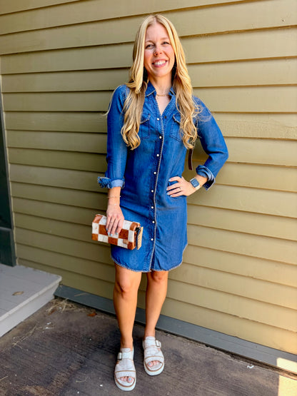 Whipstitch Denim Dress