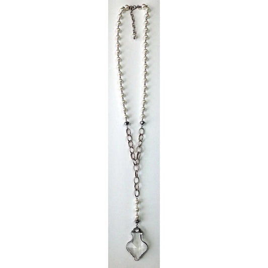 Pearl Silver Loop Necklace