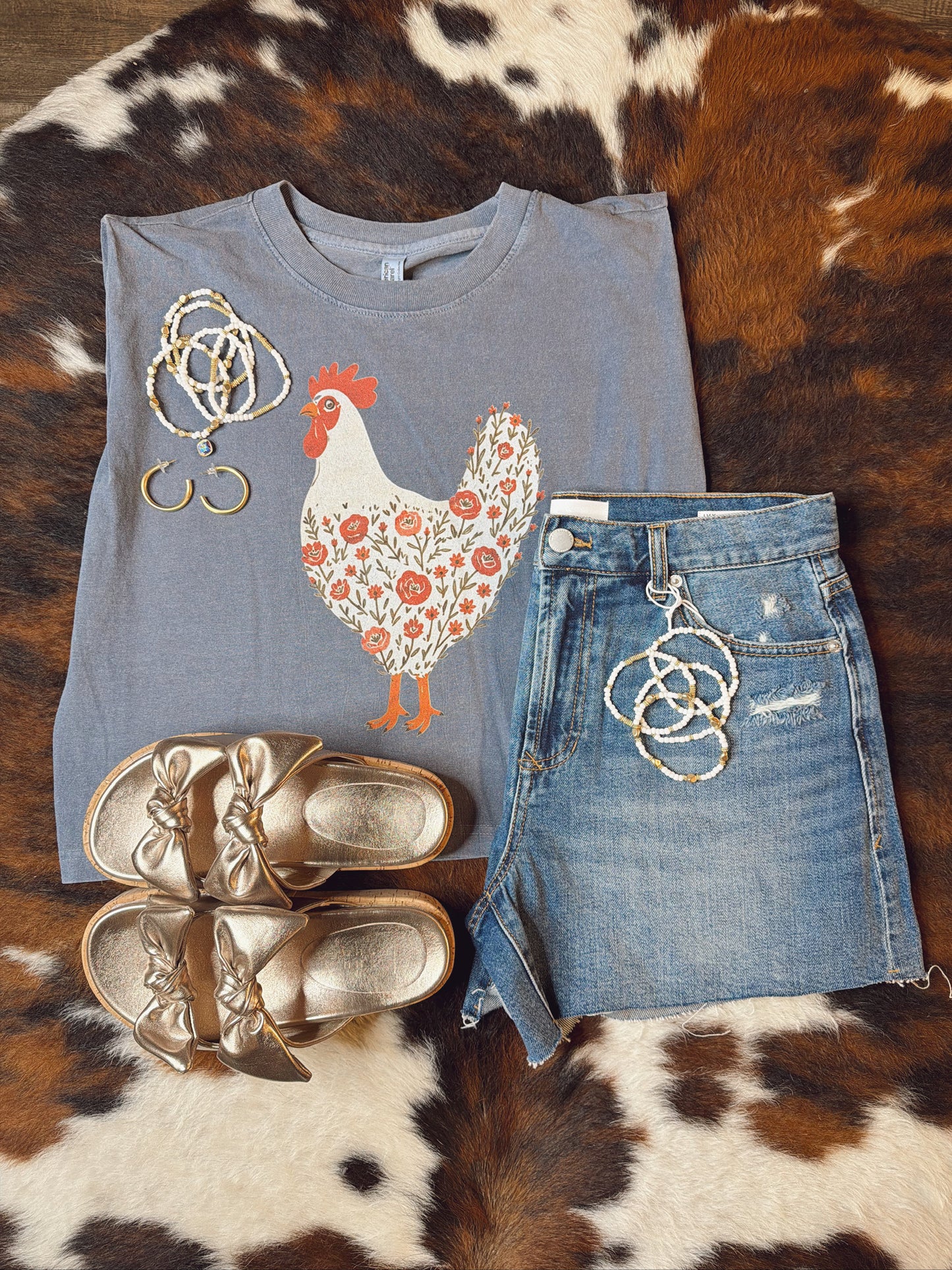 The Floral Chicken Boxy Tank