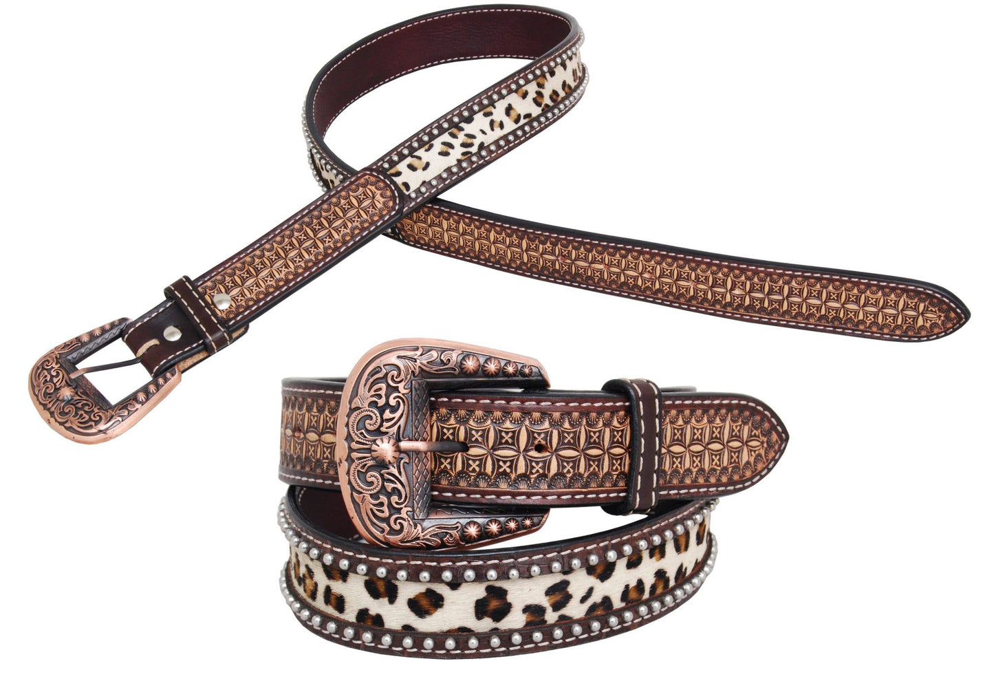 Western Chic Leopard Leather Belt