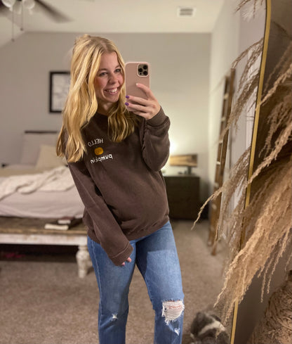 Hello Pumpkin Mineral Brown Sweatshirt