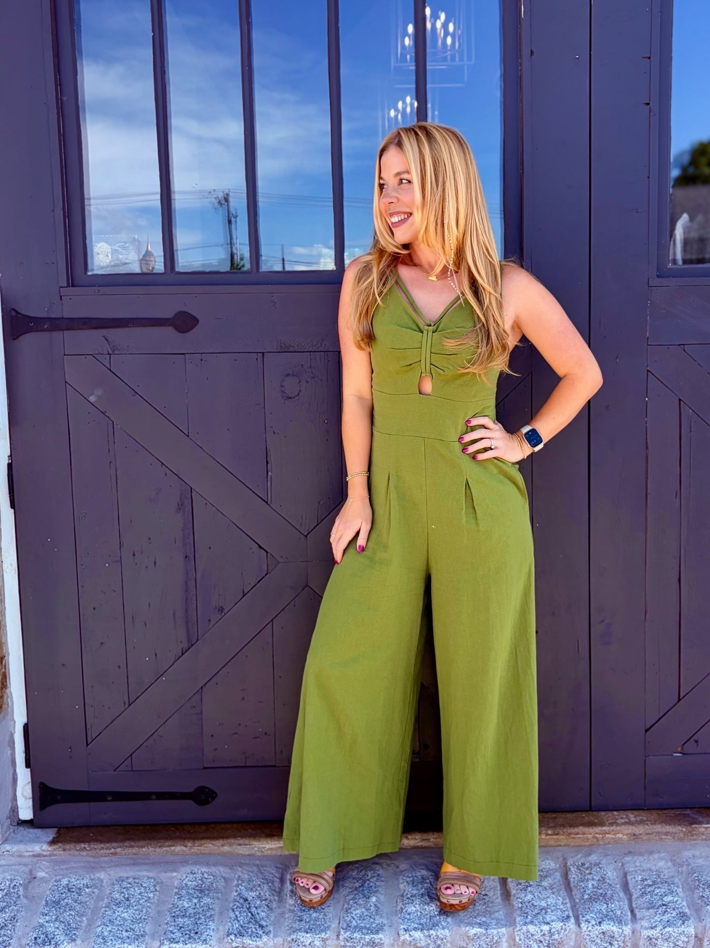 Olive Wide Leg Romper