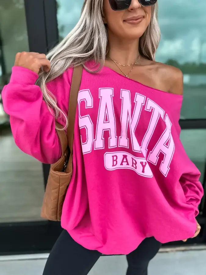 Santa Baby Off Shoulder Crewneck