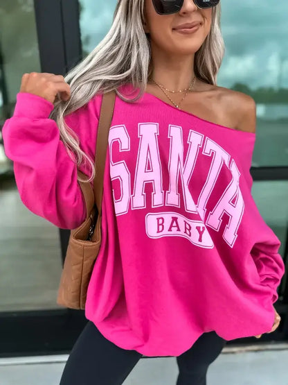 Santa Baby Off Shoulder Crewneck