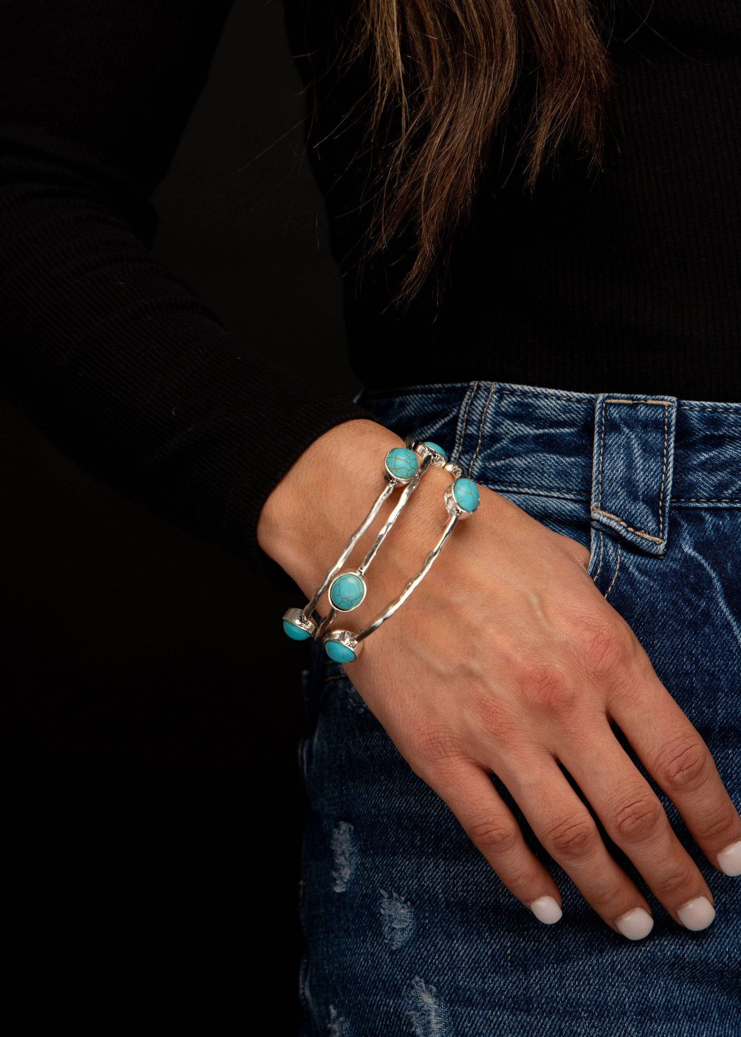 Burnished Silver Bangles - TQ Ovals