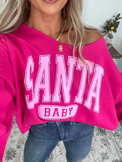 Santa Baby Off Shoulder Crewneck