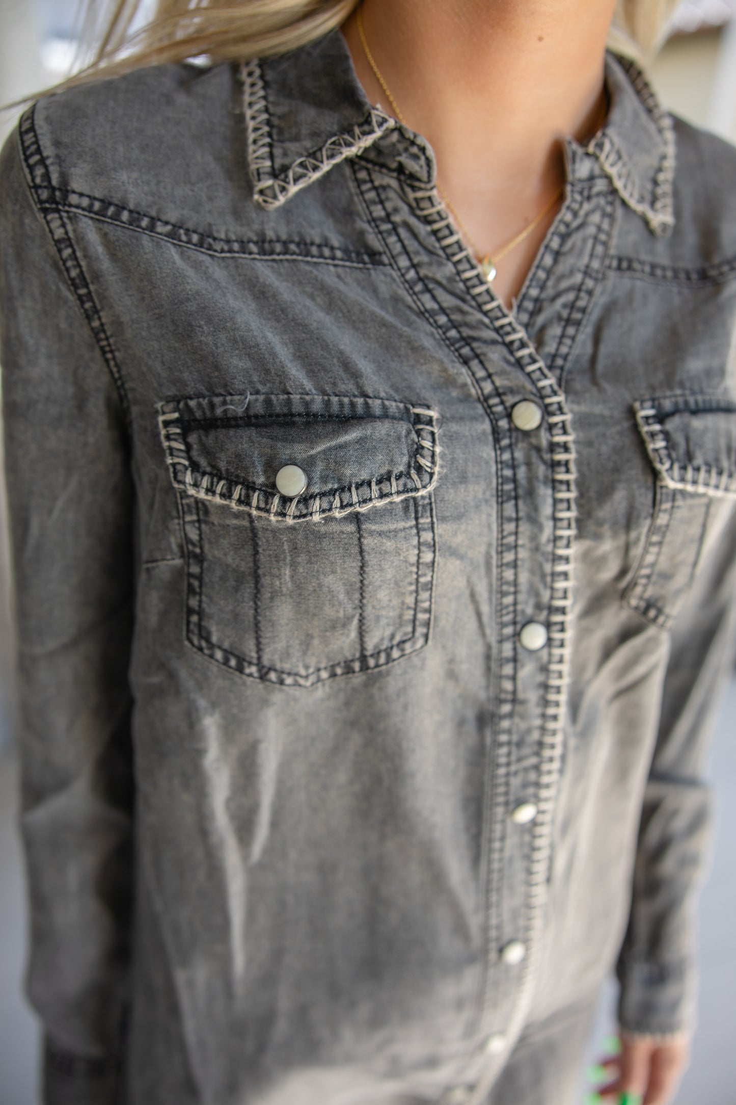 Whipstitch Denim Dress