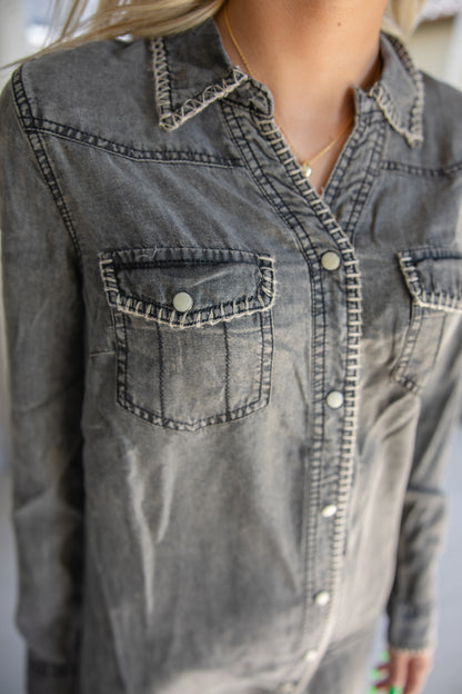 Whipstitch Denim Dress