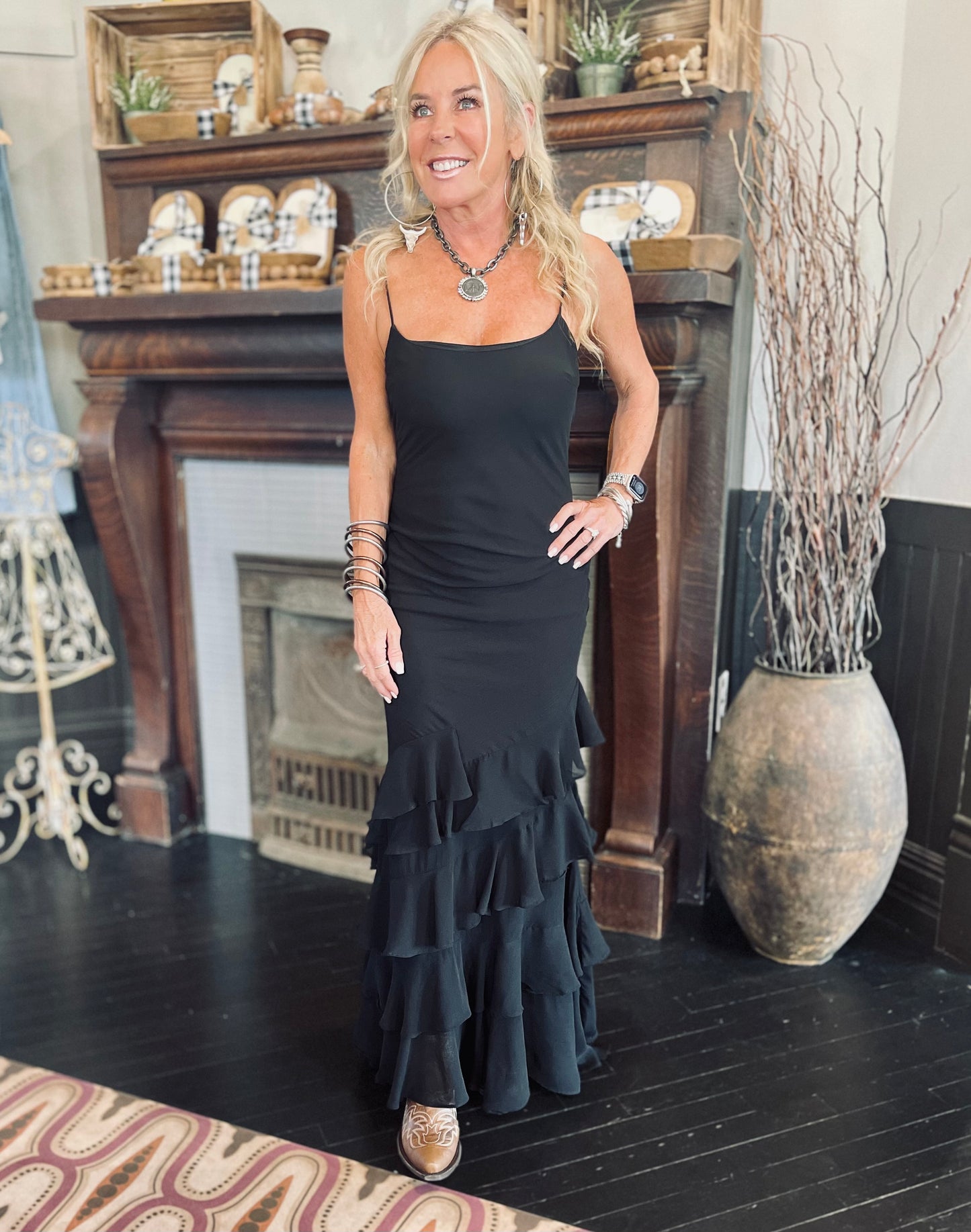 Top Tier Ruffle Maxi Dress