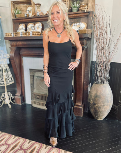 Top Tier Ruffle Maxi Dress
