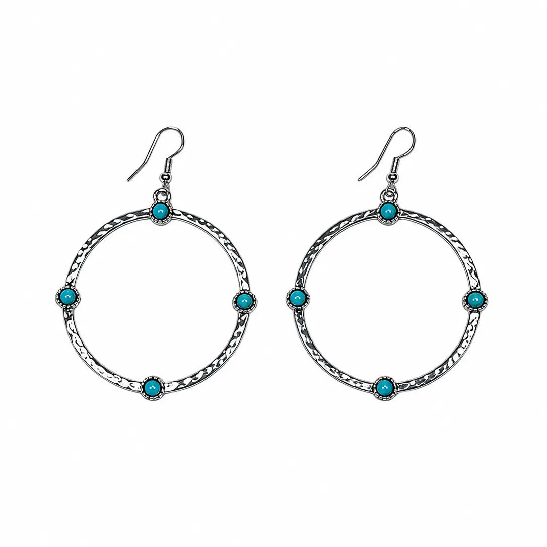 Hammered Hoop Earrings Silver